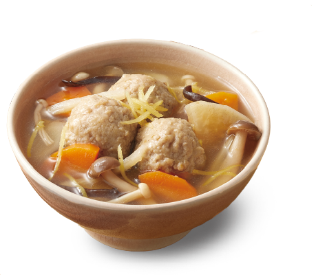 今日はこれ！ だしの旨みと8種の具材。毎日食べたくなる、和のごちそうスープ。 おうちで楽しむカフェごはん 鶏だんごの生姜スープ ※写真はイメージです。