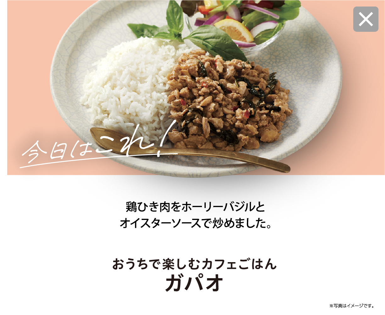 今日はこれ！ 鶏ひき肉をホーリーバジルとオイスターソースで炒めました。 おうちで楽しむカフェごはん ガパオ ※写真はイメージです。