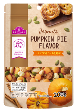 口の中で味が変わる！？驚きの味わいに! 異なる6種類のナッツを食べると、パンプキンパイの味に！ トップバリュJoynuts パンプキンパイ風味〈200g〉