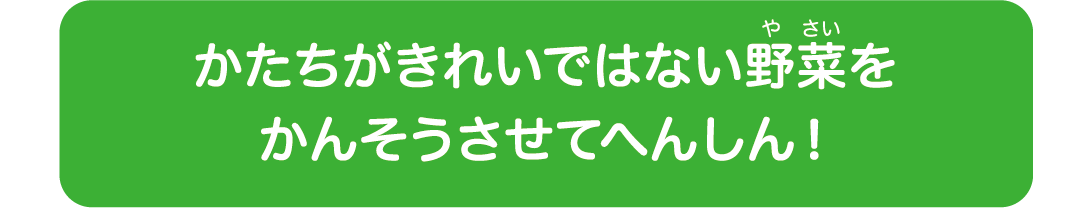 かたちがきれいではない野菜をかんそうさせてへんしん！