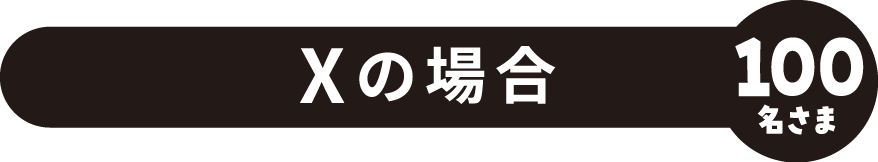 Xの場合 100名さま