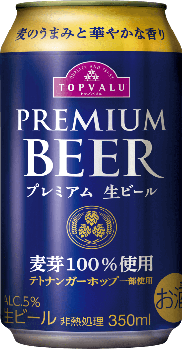 麦芽100% 心ゆくまで、麦の恵みを味わい尽くす麦の豊潤なうまみと、驚きのコクと香り PREMIUM BEER プレミアム生ビール