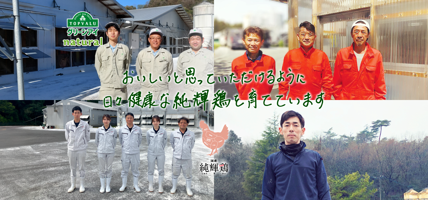 QUALITY AND TRUST TOPVALUグリーンアイnatural おいしいと思っていただけるように日々健康な純輝鶏を育てています 国産 純輝鶏じゅんきけい