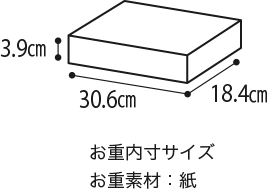 3.9cm 30.6cm 18.4cm お重内寸サイズお重素材：紙