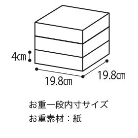 4cm 19.8cm 19.8cm お重一段内寸サイズ お重素材：紙