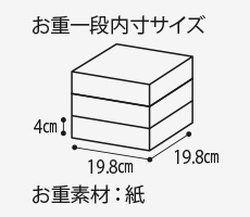 お重一般内寸サイズ4cm 19.8cm 19.8cm お重素材：紙