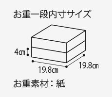 お重一般内寸サイズ4cm 19.8cm 19.8cm お重素材：紙