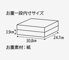 お重一般内寸サイズ3.9cm 30.8cm 24.7cm お重素材：紙