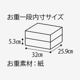 お重一般内寸サイズ5.3cm 32cm 25.9cm お重素材:紙