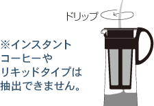 ドリップ ※インスタントコーヒーやリキッドタイプは抽出出きません。