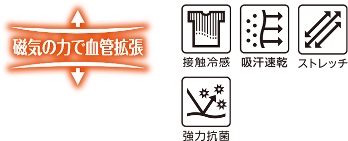 磁力の力で血管拡張 接触冷感 吸汗速乾 ストレッチ 強力抗菌