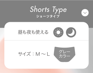 Shorts Type ショーツタイプ 昼も夜も使える サイズ：M～L グレーカラーa