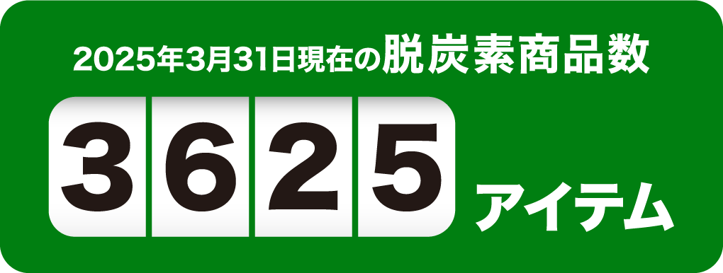 2025年3月31日現在の脱炭素商品数3625アイテム