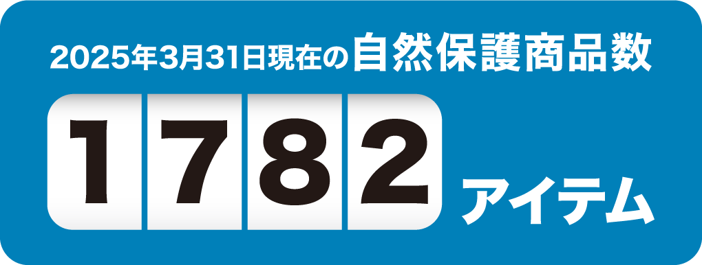 2025年3月31日現在の自然保護商品数1782アイテム