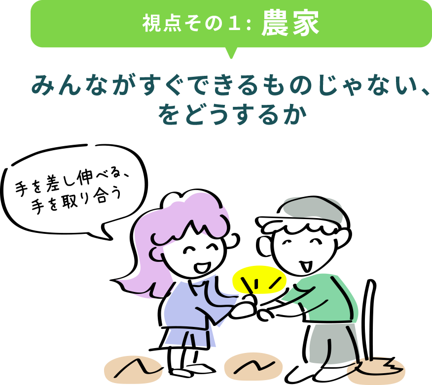 視点その1：農家 みんながすぐできるものじゃない、をどうするか