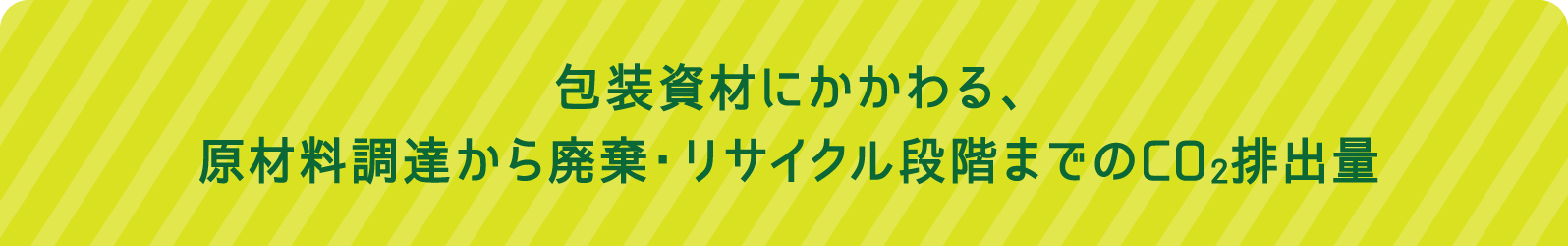 包装資材にかかわる、原材料調達から廃棄・リサイクル段階までのCO2排出量