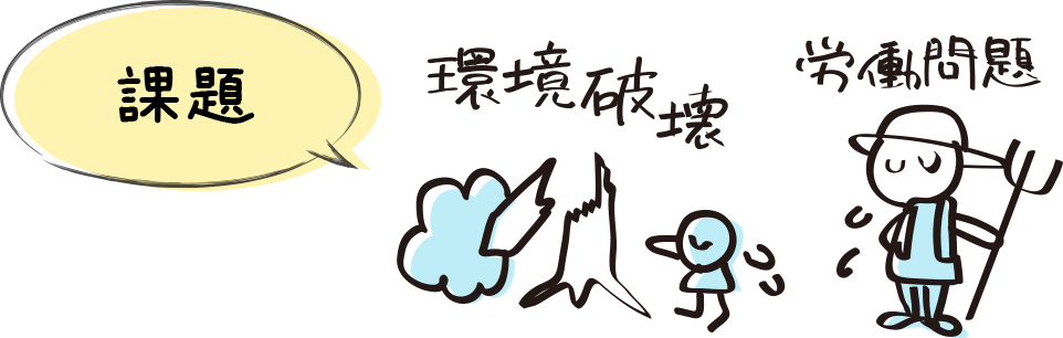 【課題】環境破壊、労働問題