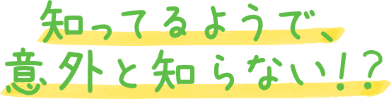 知ってるようで、意外と知らない！？